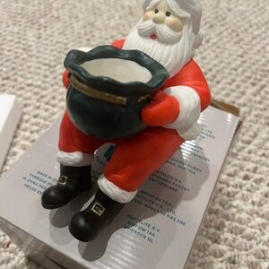 Santa Figurine with Green Pot by